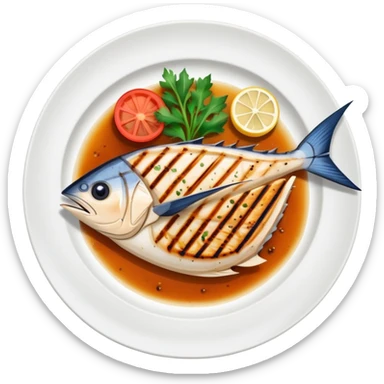 Plate of grilled swordfish  sticker