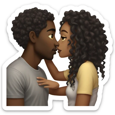 Me kissing my brown skin girlfriend with dark curly hair. I am black and have a septum piercing, and blonde locs. She has a septum piercing aswell. sticker