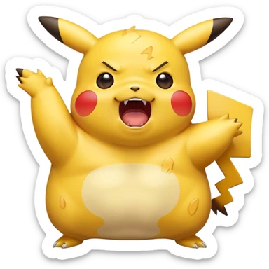 chubby Pikachu with blemishes screaming in fear sticker