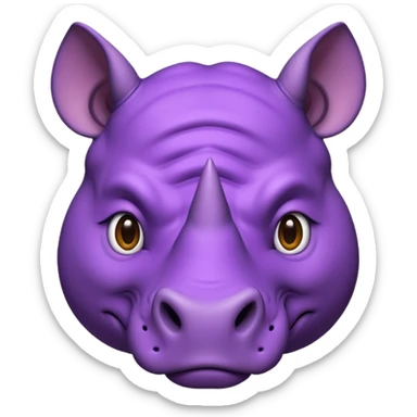 purple rhino face emoji, bold features sticker