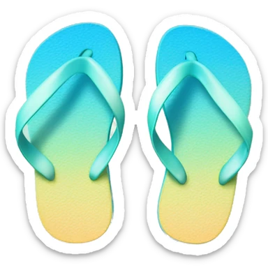 Realistic light blue gradient pair of summer flip flops isolated. sticker