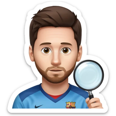 Messi de perfil mirando con una lupa de sticker