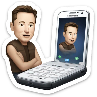 Elon Musk with a Samsung Phone sticker