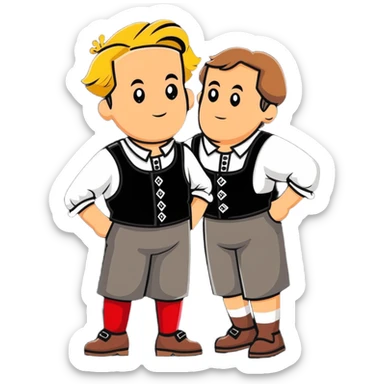 a German in typical Bavarian clothing shrugging and looking lost with Sicily in the background sticker