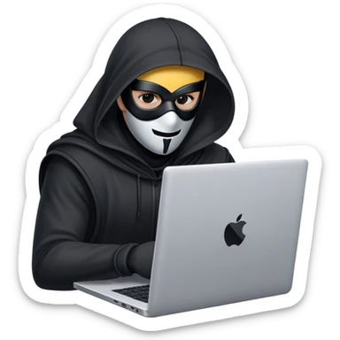 masked man on a laptop sticker