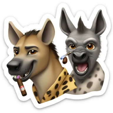 Hyena and donkey smoking cigars sticker