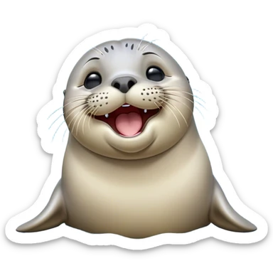 Cinematic Cute Yawning harbour seal Portrait Emoji, Head tilted slightly with a dramatic, wide-open yawn, showcasing a smooth, rounded body with gently drooping features and sleepy, half-closed eyes, Simplified yet irresistibly adorable features, highly detailed, glowing with a soft, cozy maritime glow, high shine, relaxed yet expressive, stylized with a dash of whimsical ocean charm, soft glowing outline, capturing the essence of a drowsy yet affectionate harbour seal that appears ready to stretch out for a nap! sticker