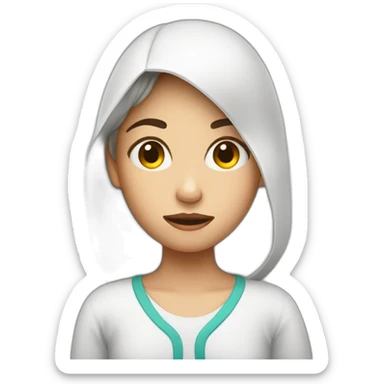 Sick girl with fever sticker