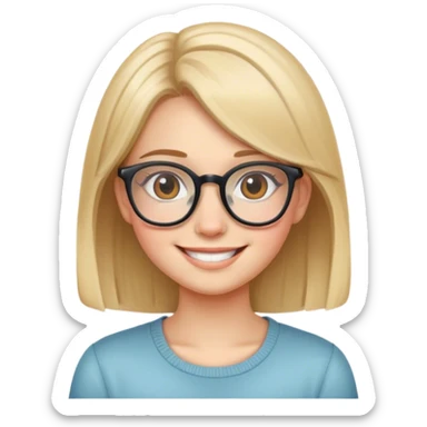 smiling girl with glasses shy sticker