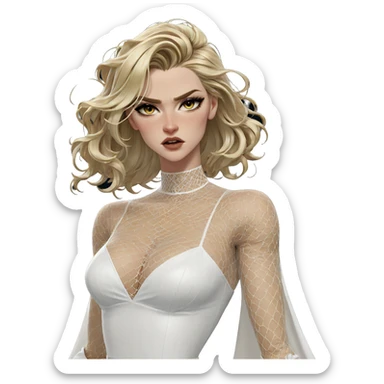 blonde girl in white dress sticker