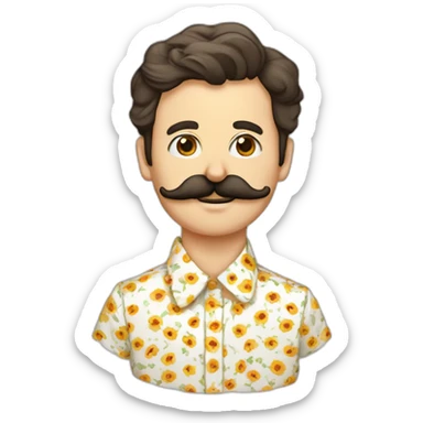 Garçon moustache chemise à fleurs sticker