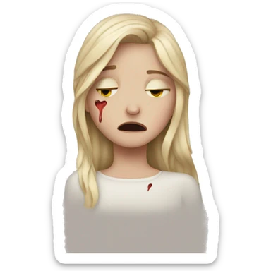 White girl with a broken heart crying  sticker