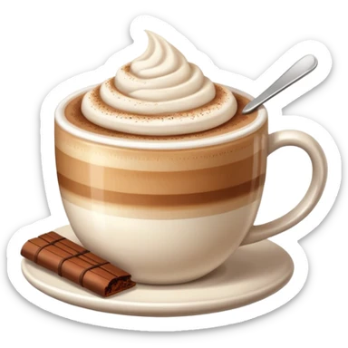 Cappuccino with frothy milk and a sprinkle of cocoa on top sticker