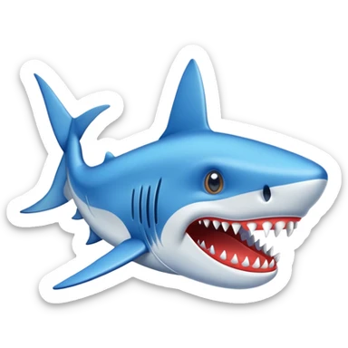 Un tiburón con zapatillas azules sticker