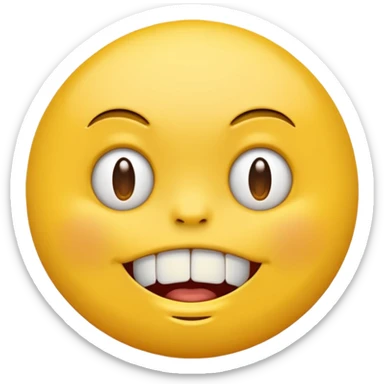 grimacing yellow round emoji with silver teeth sticker