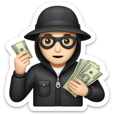 robber with money emojicreated using Al. Copy and paste robber with monev emoii to use or share on Discord and Slack. sticker