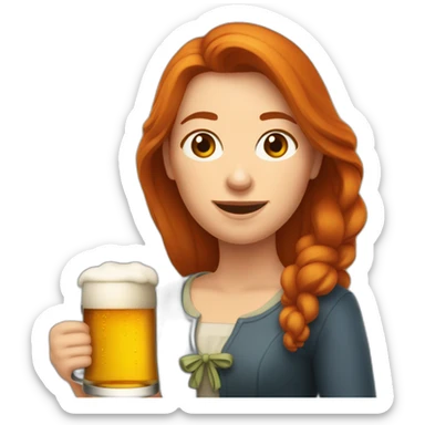 Une femme rousse qui boit de la bière sticker