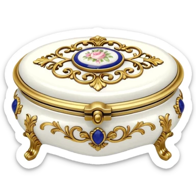 Vintage rococo white jewelry box sticker