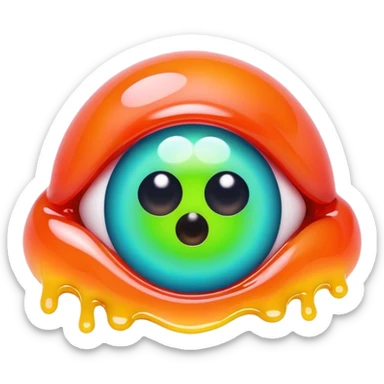 gummy neon melting eyeball sticker