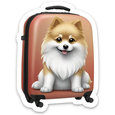 Sitting small spitz dog suitcase with suitcase  sticker