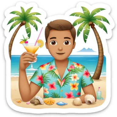 Playa, conchas, palmeras, flores, cocteles, colores pastel sticker