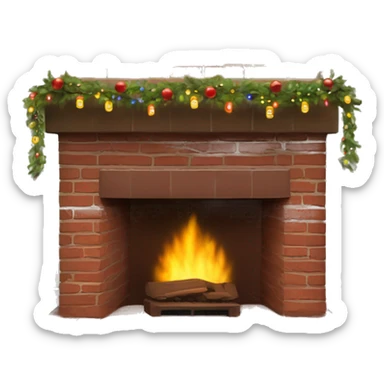 Brick Fireplace with and Christmas lights and stockings sticker