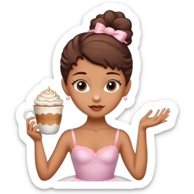 a ballerina with a head as a cup of capuchino  sticker