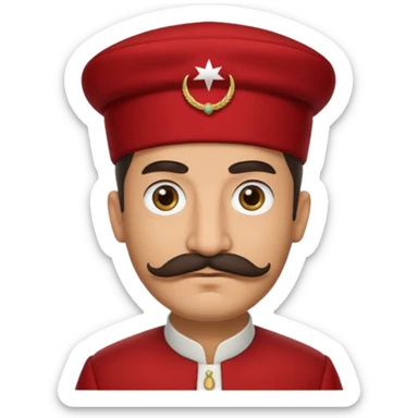 I want an emoji of a turkish man with a mustache with him wearing the traditional red thing on top of their head sticker