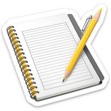 spiral journal and yellow pencil sticker