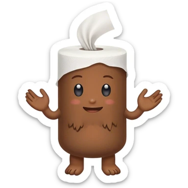 poo holding hands with toilet paper sticker
