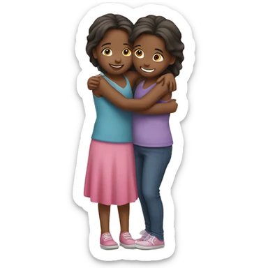 Create two little girls hugging themselves sticker