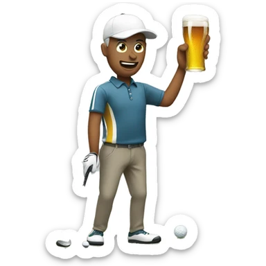 Golfing with a beer sticker