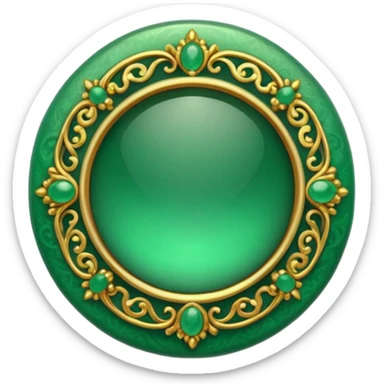 Jade and gold filigree style rounded icon button sticker