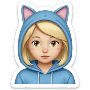 blonde girl kid in cat hoodie costume sticker