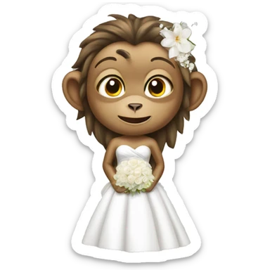 Monkey on a wedding day with white dress sticker