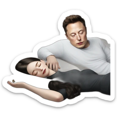 Elon musk laying on grimes helpfully sticker