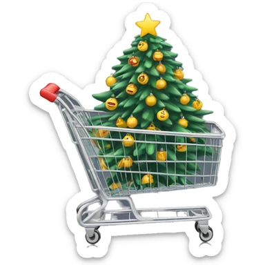Christmas tree in shopping trolley sticker