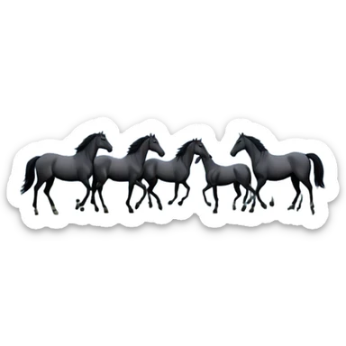 Hundred horses in the night forest with full moon in many stars sticker