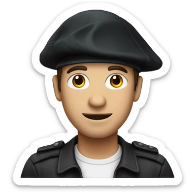French Man with a French black béret sticker