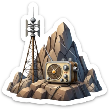 radio over a mountain sticker