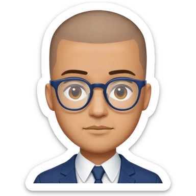 Buzz cut Latino with glasses and dark blue suit  sticker