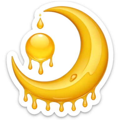 Melting waning crescent in yellow colour look more real sticker