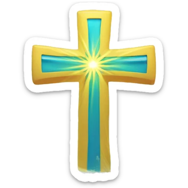 Cross with sunbeams in the backgroung and water waves infront sticker