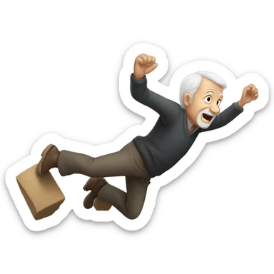 Old man tumbling down a hill sticker