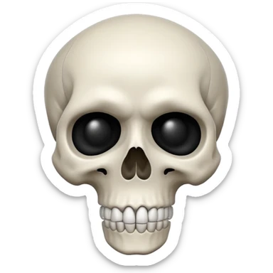 stylized skull emoji with a defined jawline in a mewing position, simple and expressive sticker