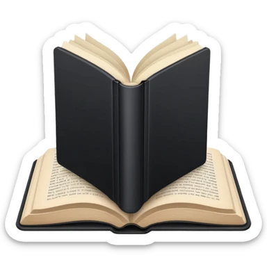 open book with black cover and with completely white pages sticker