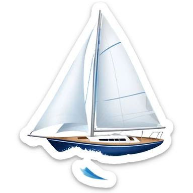 An icon featuring a sleek sailboat with billowing sails cutting through the waves. The design includes the boat's mast, a wind-filled sail, and water splashes, symbolizing the thrill and skill of sailing. Transparent background highlights the elegance and power of wind-driven sports. sticker