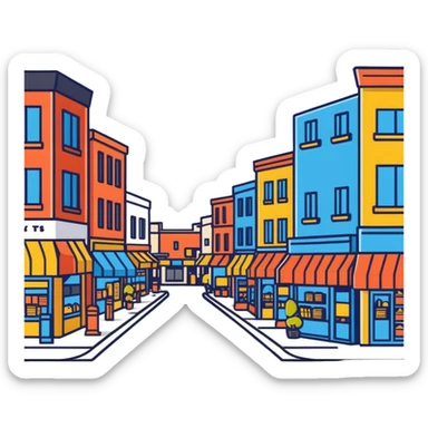busy street with shops sticker