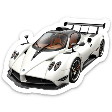 Pagani Zonda Cinque white detailed three-quarter view car sticker