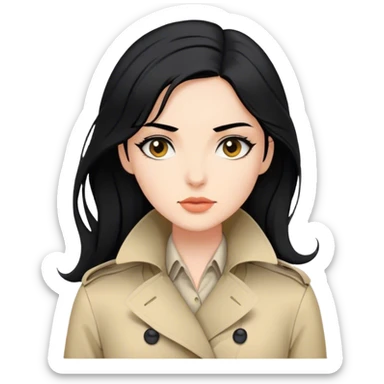 Women with black hair in trench  sticker